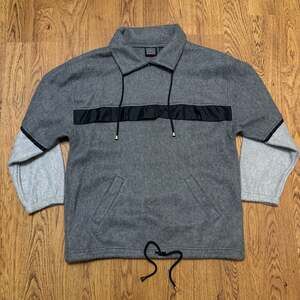 Vintage Righteous Gray Fleece Pullover with Black Nylon Detail and Drawstrings